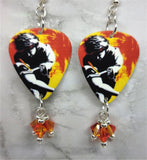 Guns n Roses Use Your Illusion I Guitar Pick Earrings with Fire Opal Swarovski Crystal Dangles