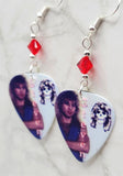 Guns n Roses Steven Adler Guitar Pick Earrings with Red Swarovski Crystals