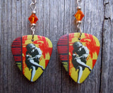 Guns n Roses Use Your Illusion I Guitar Pick Earrings with Fire Opal Swarovski Crystals