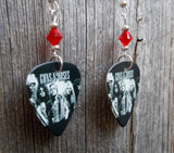 Guns n Roses Group Picture Guitar Pick Earrings with Red Swarovski Crystals