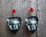 Guns n Roses Group Picture Guitar Pick Earrings with Red Swarovski Crystals
