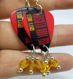 Guns n Roses Use Your Illusion Guitar Pick Earrings with Yellow Swarovski Crystals