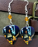 Slash Guitar Pick Earrings with Orange Swarovski Crystals
