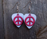 CLEARANCE Pink Peace Sign Charm Guitar Pick Earrings - Pick Your Color
