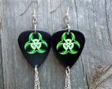 Toxic Guitar Pick Earrings with Peridot Swarovski Crystal Dangles