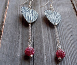 Zebra Patterned Guitar Pick Earrings with Pink Ombre Pave Bead Dangles