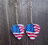 American Flag Dangling Guitar Pick Earrings