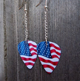 American Flag Dangling Guitar Pick Earrings