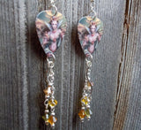 Beautiful Elf Woman Guitar Pick Earrings with Swarovski Crystal Dangles