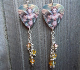 Beautiful Elf Woman Guitar Pick Earrings with Swarovski Crystal Dangles