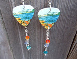 Paul Cezanne The Gulf of Marseilles Guitar Pick Earrings with Crystal Dangles
