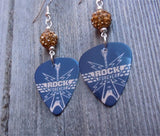 Rock Forever Guitar Pick Earrings with Tan Pave Beads