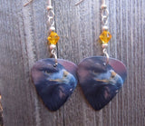 Golden Eagle Guitar Pick Earrings with Yellow Swarovski Crystals