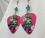 Zombie Pop Guitar Pick Earrings with Blue Swarovski Crystals