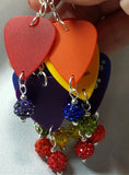 CLEARANCE Cascading Rainbow Guitar Pick Earrings with Pave Beads
