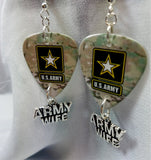 Army Camo Army Wife Guitar Pick Earrings