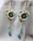 Under The Sea Design Guitar Pick Earrings with Blue and Purple Swarovski Crystal Dangles
