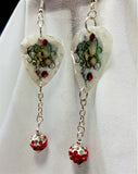Skulls and Roses Guitar Picks with Red Ombre Pave Bead Dangles