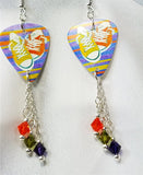 CLEARANCE Sneakers on a Striped Background Guitar Pick Earrings with Swarovski Crystal Dangles