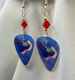 Blue Sneakers Guitar Pick Earrings with Red Swarovski Crystals