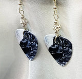 Owl Guitar Pick Earrings with Small White Pave Beads