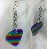 Transparent Rainbow Dangling Guitar Pick Earrings