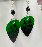 Toxic Guitar Pick Earrings with Black Pave Beads