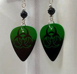Toxic Guitar Pick Earrings with Black Pave Beads