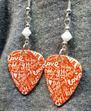 The Language of Love Guitar Pick Earrings with White Swarovski Crystals