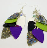 Cascading MultiColor Guitar Pick Earrings with Opal Swarovski Crystals