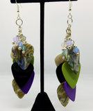 Cascading MultiColor Guitar Pick Earrings with Opal Swarovski Crystals