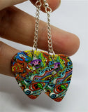 Colorful Funky Psychedelic Abstract Dangling Guitar Pick Earrings