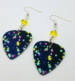 Starry Guitar Pick Earrings with Yellow Swarovski Crystals