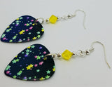 Starry Guitar Pick Earrings with Yellow Swarovski Crystals