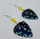 Starry Guitar Pick Earrings with Yellow Swarovski Crystals