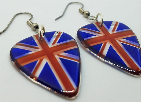 Transparent British Flag Guitar Pick Earrings