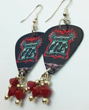 Dragway 666 Vulture Kulture Guitar Pick Earrings with Red Swarovski Crystal Dangles