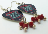 Dragway 666 Vulture Kulture Guitar Pick Earrings with Red Swarovski Crystal Dangles