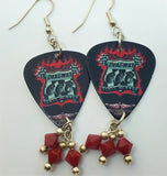 Dragway 666 Vulture Kulture Guitar Pick Earrings with Red Swarovski Crystal Dangles