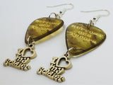 Support Our Troops Camo Guitar Pick Earrings with I Love My Soldier Charm Dangles