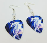 Unicorn with Prisms of Light Guitar Pick Earrings with Opal Swarovski Crystals