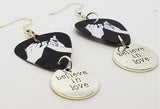 Hand Sign Believe in Love Guitar Pick Earrings