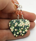 Flowered Guitar Pick Earrings with Peach Swarovski Crystals