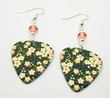 Flowered Guitar Pick Earrings with Peach Swarovski Crystals