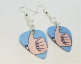 Thumbs Up Guitar Pick Earrings with Clear Swarovski Crystals