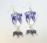 Purple Hot Rod Flame Guitar Pick Earrings with Swarovski Crystal Dangles