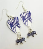 Purple Hot Rod Flame Guitar Pick Earrings with Swarovski Crystal Dangles