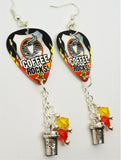 Coffee Rocks Guitar Pick Earrings with Coffee Cup Charm and Swarovski Crystal Dangles