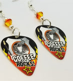 Coffee Rocks Guitar Pick Earrings with Fire Opal Swarovski Crystals
