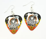 Coffee Rocks Guitar Pick Earrings